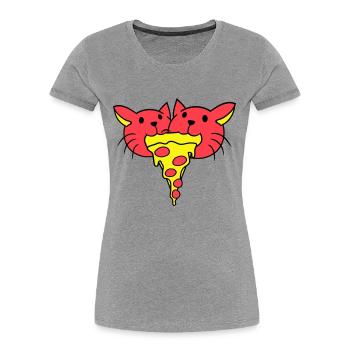 2 Katzen Essen Salami Pizza Fast Food Hunger Team - Frauen Premium Bio T-Shirt - Navy - Vorne - Mia (176cm)