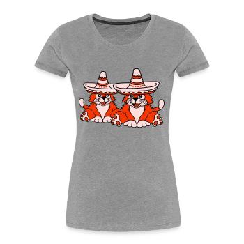 2 Sombrero Hat Cats Mexican Culture Friends - Women's Premium Organic T-Shirt - navy - Front - Mia (176cm)