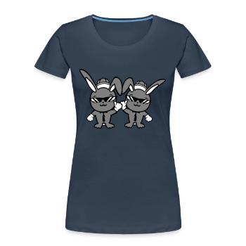 2 Hasen Sonnenbrille Cappy Krawatte Mütze Freunde - Frauen Premium Bio T-Shirt - Navy - Vorne - Mia (176cm)