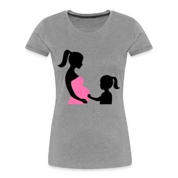 Schwangere mit Tochter Silhouette - Frauen Premium Bio T-Shirt - Navy - Vorne - Mia (176cm)