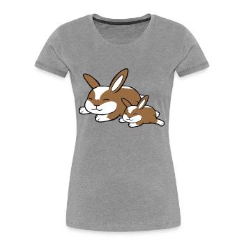 2 bunnies sleeping dad mom child mother lying tired - Women's Premium Organic T-Shirt - navy - Front - Mia (176cm)