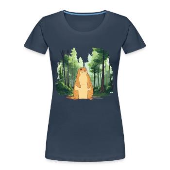 Starke Murmeltier-Naturlandschaft - Frauen Premium Bio T-Shirt - Navy - Vorne - Mia (176cm)