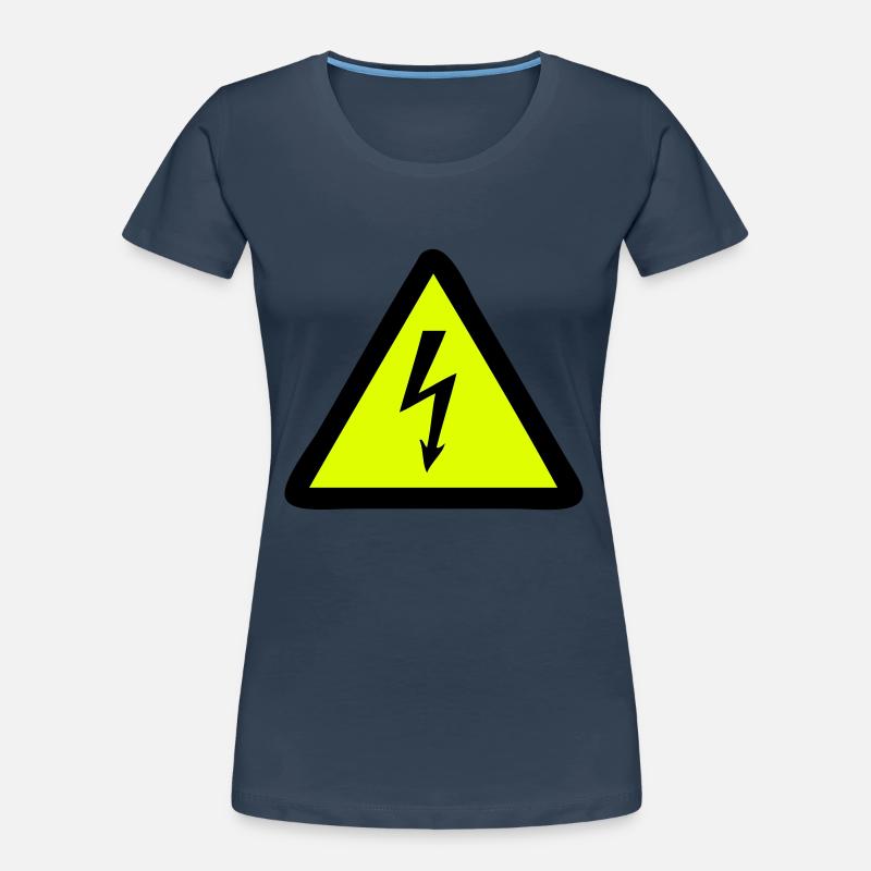 Blitz Warnschild - Frauen Premium Bio T-Shirt - Navy