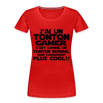j'ai un tonton gamer - T-shirt bio Premium Femme - bleu marine - Devant - Mia (176cm)