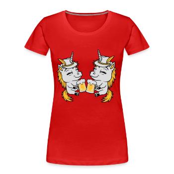 Unicorn Friends Beer Toast - Women's Premium Organic T-Shirt - navy - Front - Mia (176cm)
