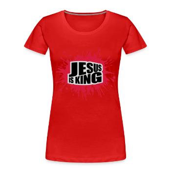 jesus is king Zitat - Frauen Premium Bio T-Shirt - Navy - Vorne - Mia (176cm)