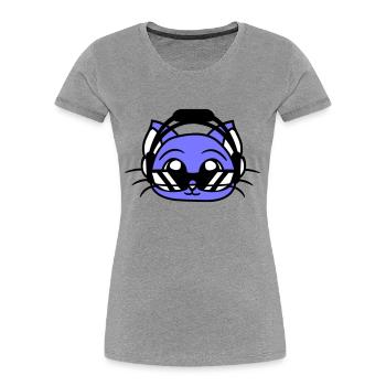 DJ Katze Gesicht Party Tier Kätzchen Haustier Kopf - Frauen Premium Bio T-Shirt - Navy - Vorne - Mia (176cm)