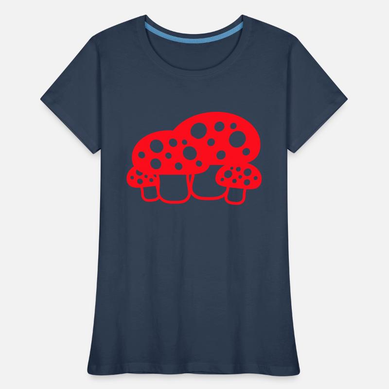 Many Mushrooms Red Dots Pattern Toadstool Fungus Women's Premium Organic T-Shirt