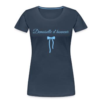 Blue Bow Bridesmaid - Women's Premium Organic T-Shirt - navy - Front - Mia (176cm)