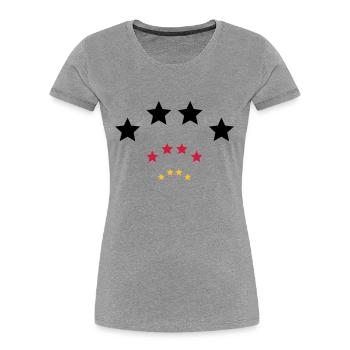 4 Sterne für Schwarz rot gold / 4 stars (3c) - Frauen Premium Bio T-Shirt - Navy - Vorne - Mia (176cm)