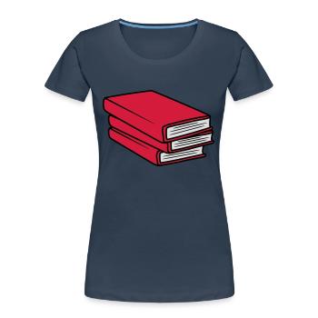 3 Conception de pile de livres - T-shirt bio Premium Femme - bleu marine - Devant - Mia (176cm)