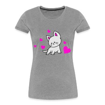 cat love 02 - Frauen Premium Bio T-Shirt - Navy - Vorne - Mia (176cm)