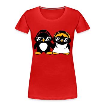 Zwei Pinguine DJ Paar Kopfhörer Sonnenbrille Team - Frauen Premium Bio T-Shirt - Navy - Vorne - Mia (176cm)
