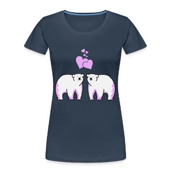 Eisbären verliebt - Frauen Premium Bio T-Shirt - Navy - Vorne - Mia (176cm)