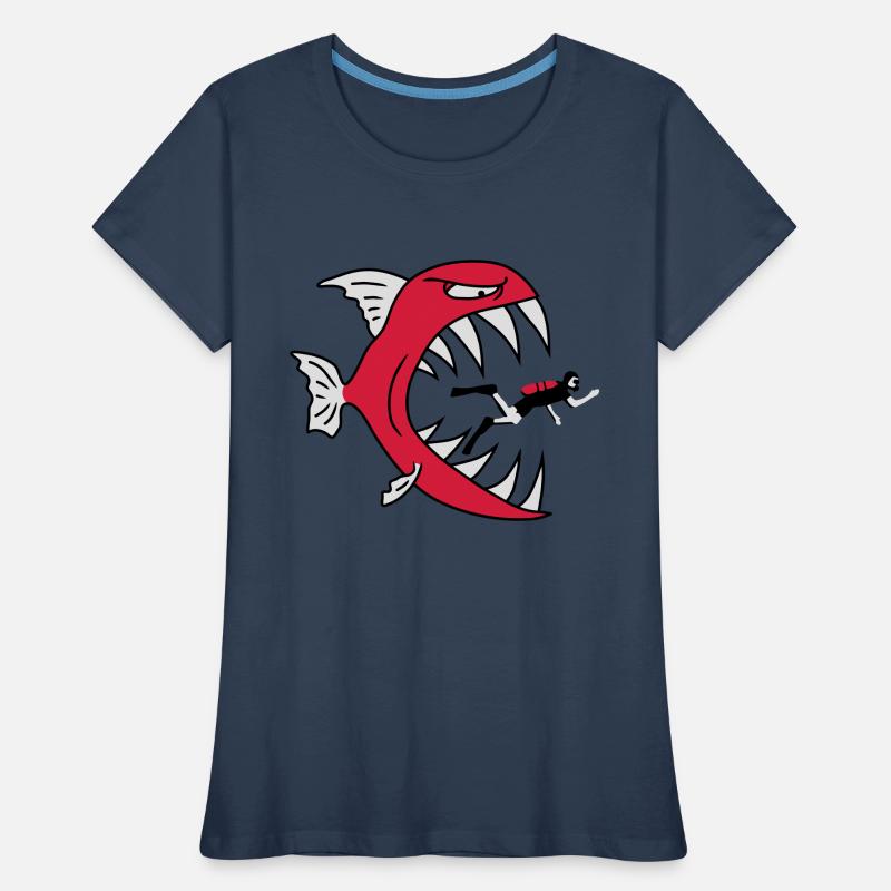 Monster Fish Eats Diver Women's Premium Organic T-Shirt