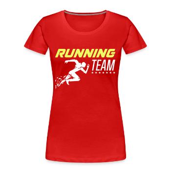 Équipe de course 1 - T-shirt bio Premium Femme - bleu marine - Devant - Mia (176cm)
