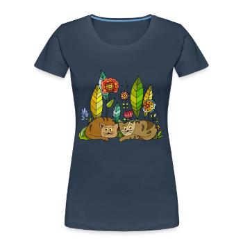 Chats - T-shirt bio Premium Femme - bleu marine - Devant - Mia (176cm)
