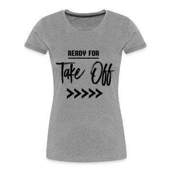 Ready for take off - Frauen Premium Bio T-Shirt - Navy - Vorne - Mia (176cm)