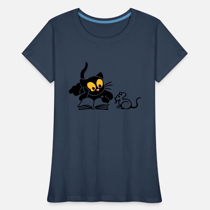 Chaton à la lecture T-shirt bio Premium Femme
