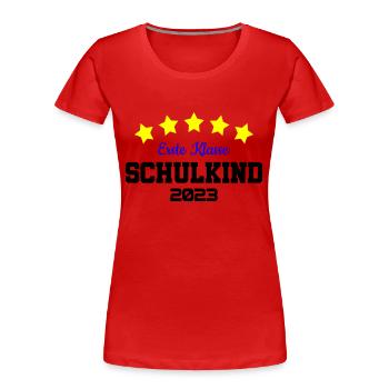 Farben änderbar | Erste Klasse Schulkind 2023 - Frauen Premium Bio T-Shirt - Navy - Vorne - Mia (176cm)