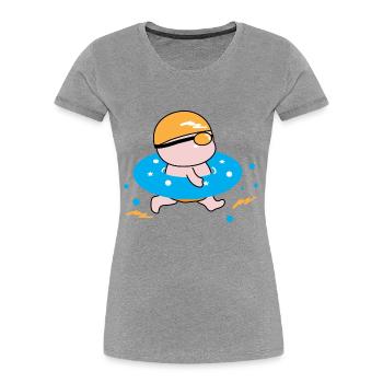 Glücklicher Junge genießt das Schwimmen - Frauen Premium Bio T-Shirt - Navy - Vorne - Mia (176cm)
