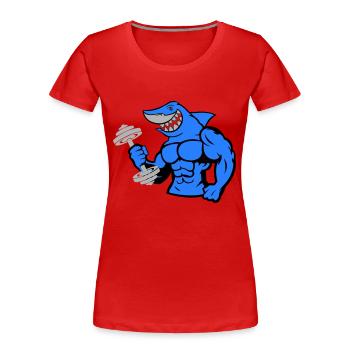 shark hai bodybuilding Hantel 1 - Frauen Premium Bio T-Shirt - Navy - Vorne - Mia (176cm)