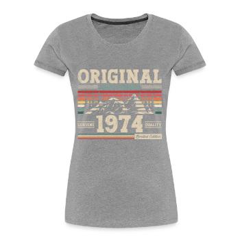 50th Birthday Original September 1974 Volume 74 - Women's Premium Organic T-Shirt - navy - Front - Mia (176cm)