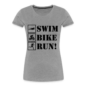 Triathlon Laufen Schwimmen Radfahren - Frauen Premium Bio T-Shirt - Navy - Vorne - Mia (176cm)