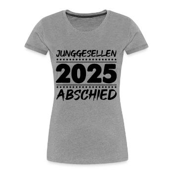 Enterrement de vie de garçon 2025 - T-shirt bio Premium Femme - bleu marine - Devant - Mia (176cm)
