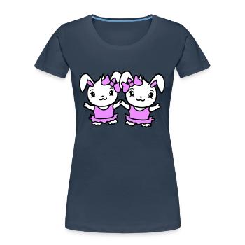 2 Hasen Mädchen Hübsche Schleife Frau Häsin Klein - Frauen Premium Bio T-Shirt - Navy - Vorne - Mia (176cm)