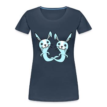 2 Bunnies Ghost Ghost Haunting Halloween Creepy - Women's Premium Organic T-Shirt - navy - Front - Mia (176cm)