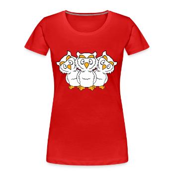 3 hiboux équipe amis groupe groupe trois frères troupe - T-shirt bio Premium Femme - bleu marine - Devant - Mia (176cm)