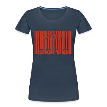 Vintage 2010 Born In 2010 15 Year Old Bar Code Anniversai - Women's Premium Organic T-Shirt - navy - Front - Mia (176cm)