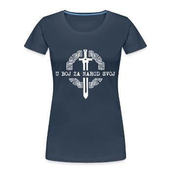 U BOJ ZA NAROD SVOJ HRVATSKA - Frauen Premium Bio T-Shirt - Navy - Vorne - Mia (176cm)