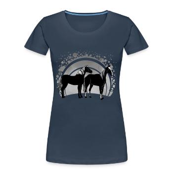 Pferde - Frauen Premium Bio T-Shirt - Navy - Vorne - Mia (176cm)