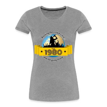 44. Anniversaire Qui fait vibrer la foule depuis 08/1980 - T-shirt bio Premium Femme - bleu marine - Devant - Mia (176cm)