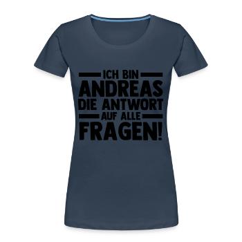 Vorname Andreas - Frauen Premium Bio T-Shirt - Navy - Vorne - Mia (176cm)