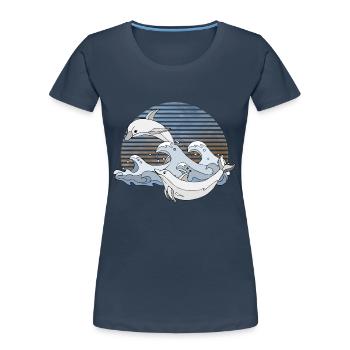 Dolphins - Women's Premium Organic T-Shirt - navy - Front - Mia (176cm)