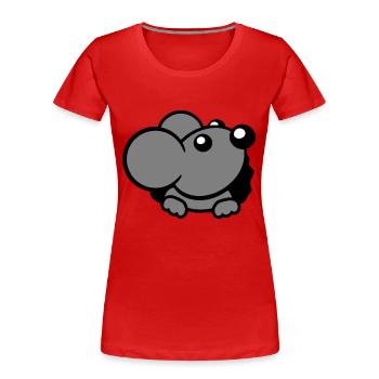 Maus Wand Loch Mauseloch Guckt Süß Lustig Comic - Frauen Premium Bio T-Shirt - Navy - Vorne - Mia (176cm)