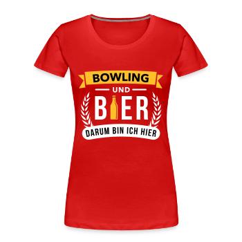 Bowling und Bier darum bin ich hier - Team Sport - Frauen Premium Bio T-Shirt - Navy - Vorne - Mia (176cm)