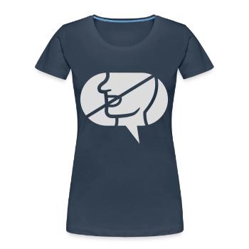 Forbidden Communicate Icon Speech Bubble - Women's Premium Organic T-Shirt - navy - Front - Mia (176cm)