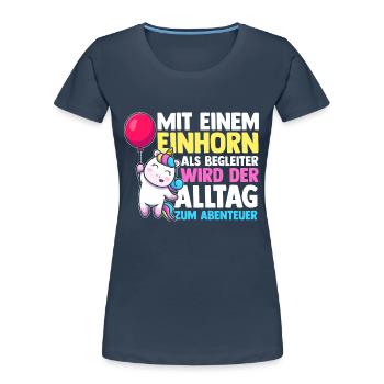 Unicorn - Women's Premium Organic T-Shirt - navy - Front - Mia (176cm)