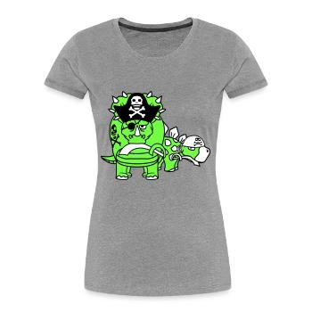 Triceratops Stegosaurus 2 Dinosaure Pirate Dino - T-shirt bio Premium Femme - bleu marine - Devant - Mia (176cm)