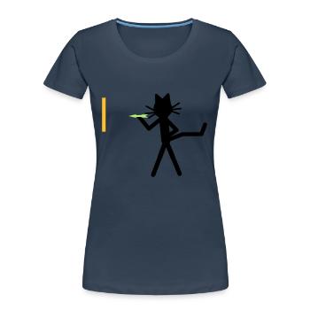 Katze Kittycat dartet - Frauen Premium Bio T-Shirt - Navy - Vorne - Mia (176cm)