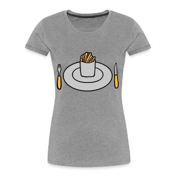 Plate French fries - Women's Premium Organic T-Shirt - navy - Front - Mia (176cm)