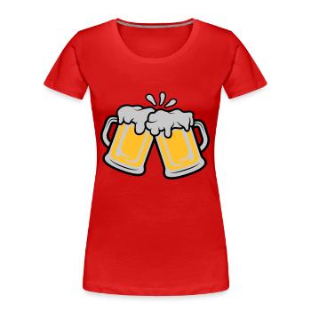 Bier Krüge anstoßen - Frauen Premium Bio T-Shirt - Navy - Vorne - Mia (176cm)