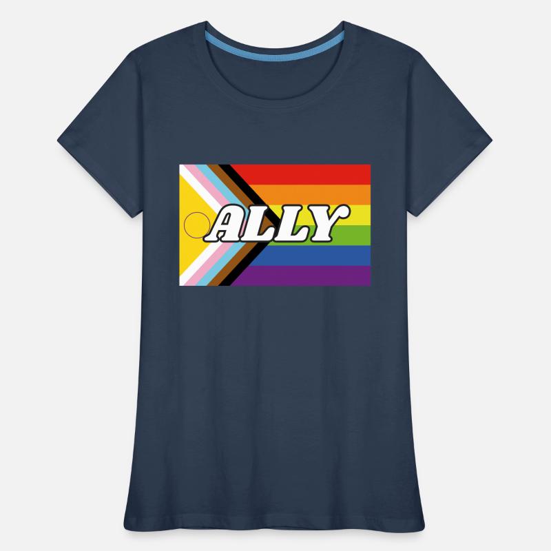 Drapeau de progrès Ally Inclusive Pride T-shirt bio Premium Femme