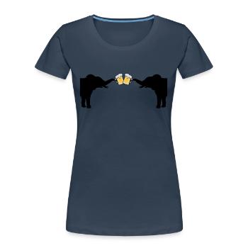 2 Elefanten Bier Anstoßen - Frauen Premium Bio T-Shirt - Navy - Vorne - Mia (176cm)