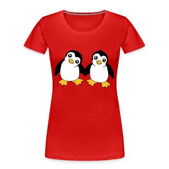 2 mignons petits pingouins drôles amis aiment l’équipe - T-shirt bio Premium Femme -  - Devant - Mia (176cm)