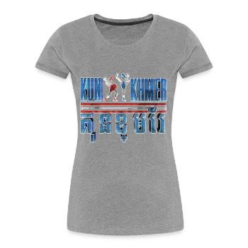 Temple du Cambodge Khmer Vintage drapeau je cadeau - T-shirt bio Premium Femme - bleu marine - Devant - Mia (176cm)